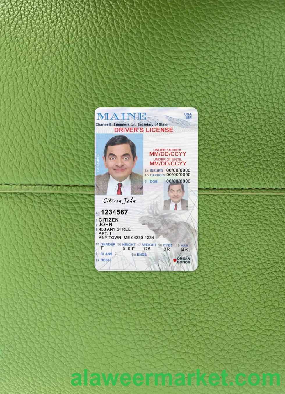 USA Maine driving license under 21 photolook FRONT